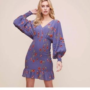 Astr The Label Dolman Smocked Dress Blue Spring